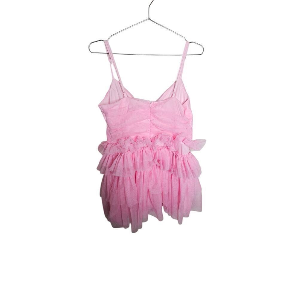 New without tags Lulus Pink Tulle Pleated Sleeveless Tiered Mini Dress SZ XL - Picture 5 of 11